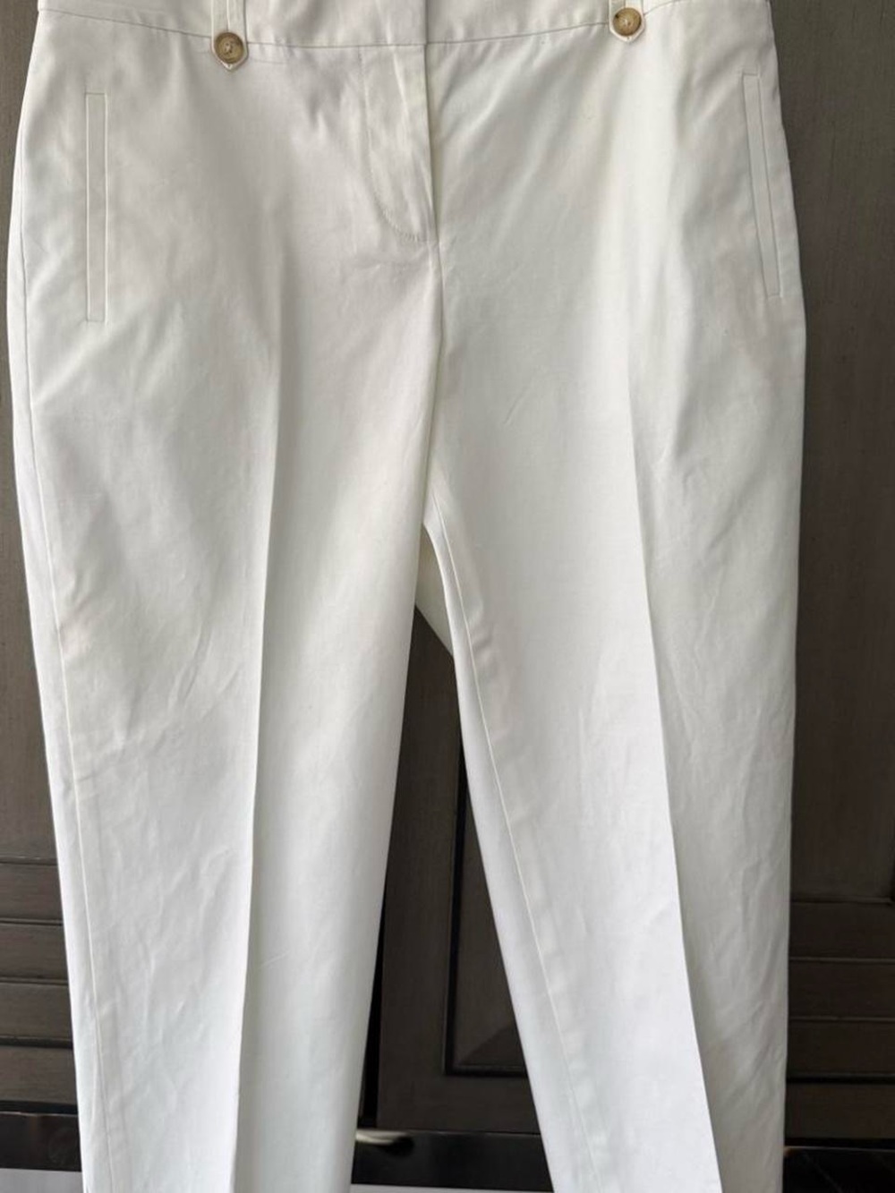 Ann Taylor White Tailored Straight-Leg Dress Pants